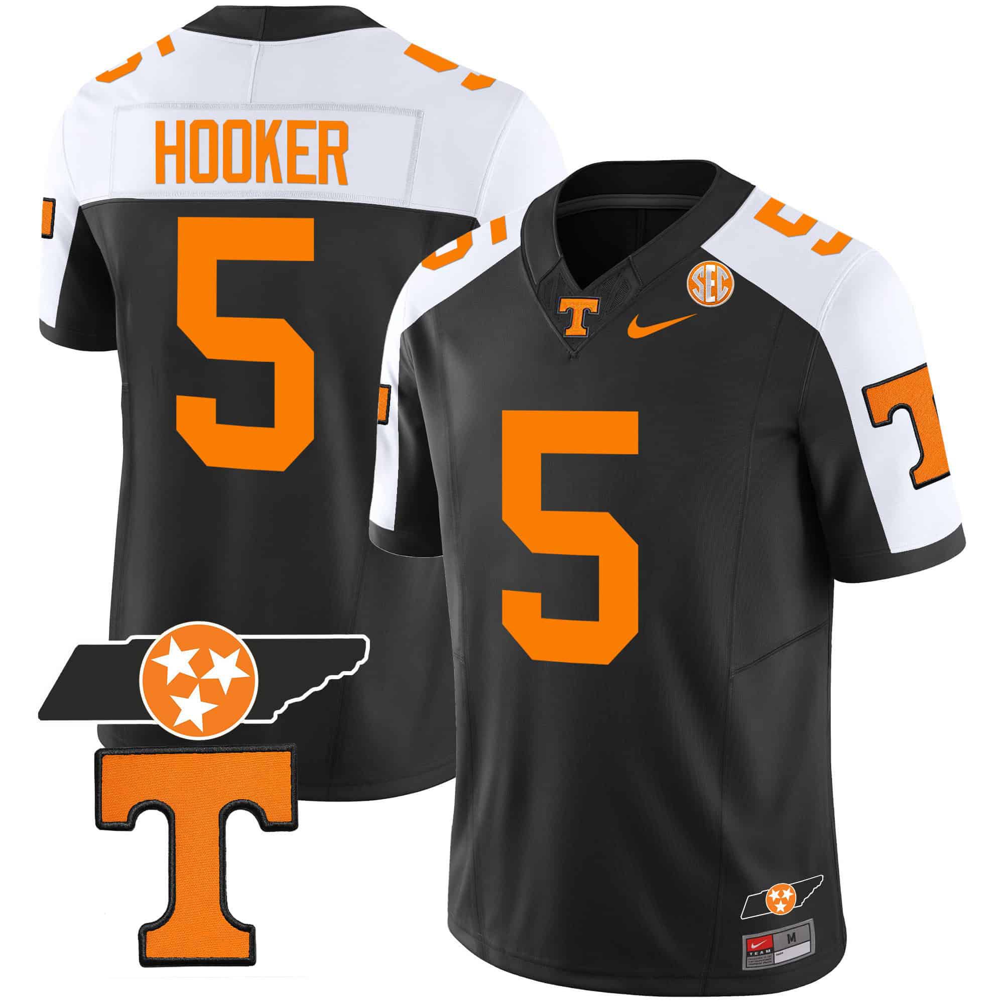 Men Tennessee Volunteers #5 Hooker Black 2024 Nike Checkerboard & Alternate NCAA Jersey